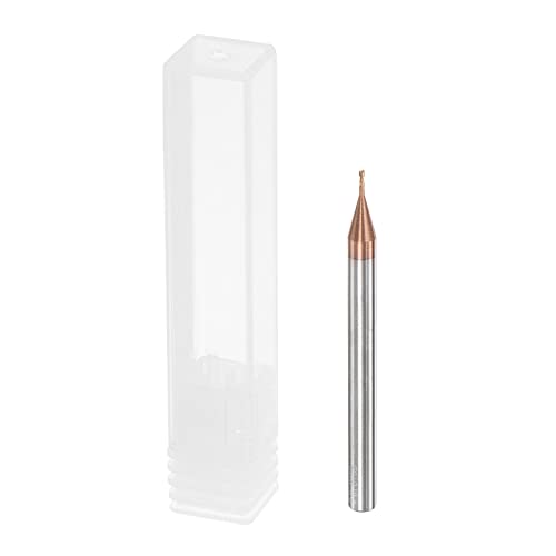Image of uxcell Square Nose End Mill, 0.8mm Solid Carbide AlTiSin Coated Long Reach CNC Router Bits 2 Flutes Milling Cutter with Extended Neck, 4mm Cutting Length 4mm Shank