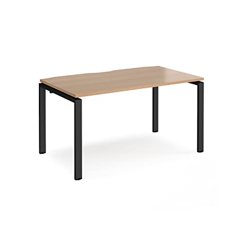 Mr Office Adapt single desk 800mm deep - black frame, Beech, 1400