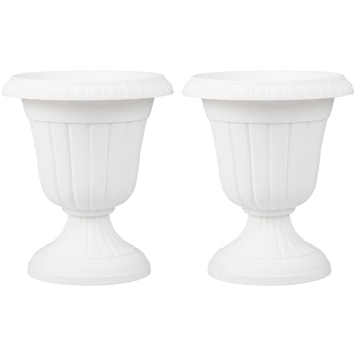 GOPLUS Lot de 2 Pot de Fleur Exterieur Rétro, ⌀41 cm de Diamètre, Cache Pot Plante Interieur en Plastique, 2PCS Jardinières Rondes, Amphore Jardinière, Idéal pour...