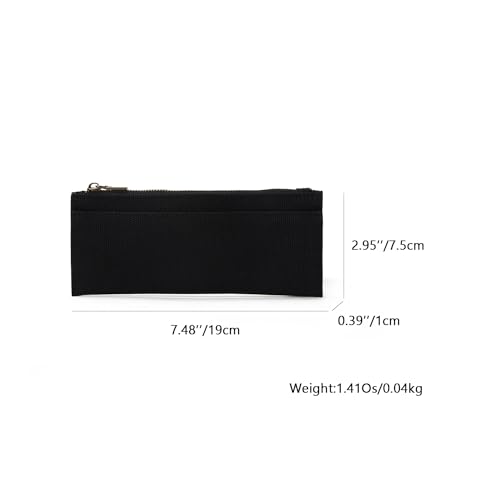 Image of Canvas Pencil Case Cartuchera Para Ninas Storage Cosmetic Bag Zipper (Black, Canvas)