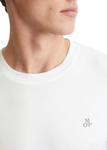 Marc OߴPolo Herren Langarmshirt aus Bio-Baumwolle mit Rundhalsausschnitt, Weiß (White), 3XL