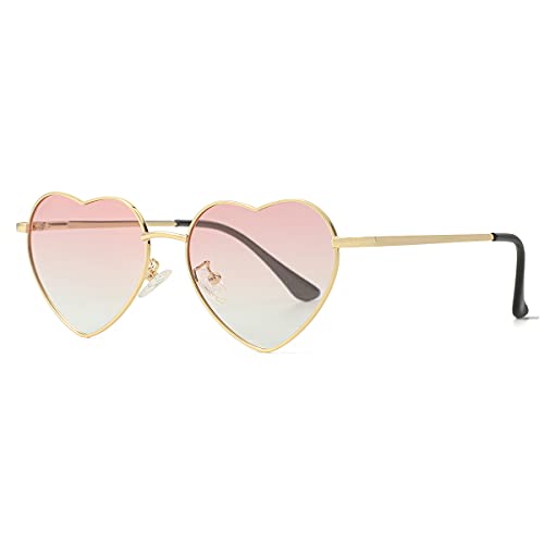 Gleyemor Girls Polarized Sunglasses, Cute Heart Shaped Sunglasses For Kids Girl Age 3-10 (Gold/Gradient Pink) #TOP1