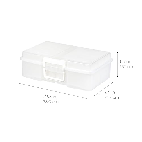 Image of IRIS USA 4 inch x 6 inch |Made in USA| 2-Pack Photo Organizers and Picture Storage Box with Handle, 12 Inner Cases /Containers for Tasks, Stickers, Ephemera, & Flashcards - Clear