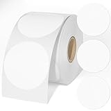 Weiße Runde Aufkleber, 5 cm Kreis Thermal Aufkleber, 750 Stück 1 Rolle, Weiße Punktaufkleber, Kleber Farbkodierung Etikett für Büro, Geschäft, Zuhause, Klassenzimmer, Kennzeichnung