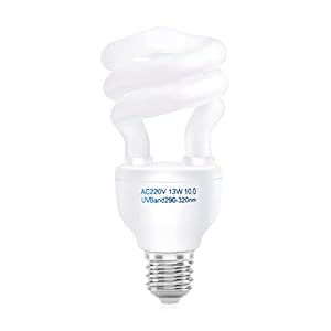 DoRight UVB Light Reptile Kit 10.0 13W, E27 Screw Base UVA UVB Bulb for Tortoise AC200-240V UVB Compact Fluorescent Lamp…