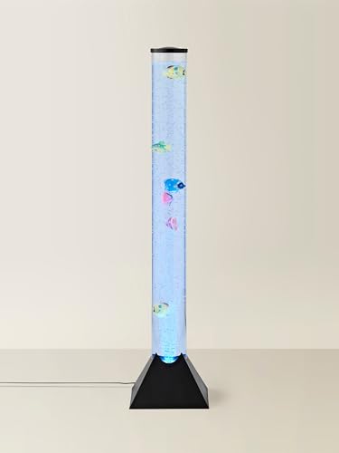 MiniSun | 80cm Colour Changing LED Bubble Tower Floor | Sensory & Mood Lighting Home Décor & Improvement Essential | Includes Assorted Fish