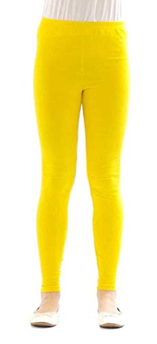 Image of Baba & Baby Premium Soft Cotton Kids Girls Long Length Leggings (14-15 Years, Yellow)