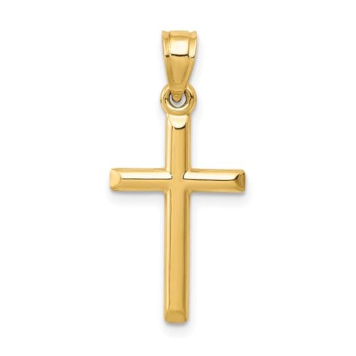 JewelryWeb 14k Gold Small Polished Latin Cross Pendant – 12mm x 25mm – Baptism First Communion Gift - Dainty Cross Necklace