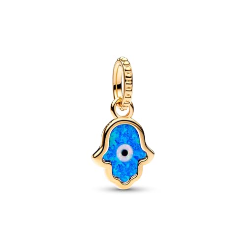 PANDORA Opalescent Blue Hamsa Hand Dangle Charm - Compatible with PANDORA Moments & ME - Gift for Her - Stunning Women's Jewelry - 14k Gold with Blue Opal - With Gift Box2