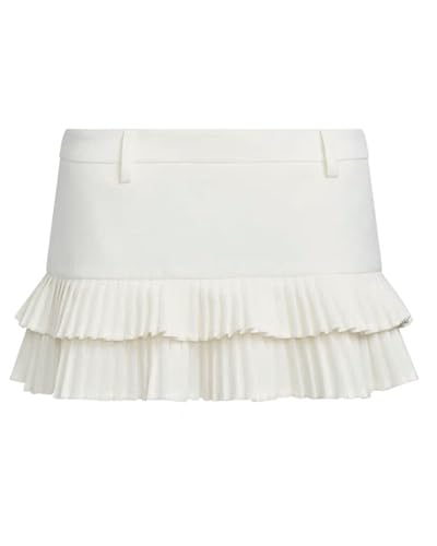 Pleated Skirts for Women Double Ruffle Mini Skirt Low Rise Sexy P...