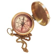 Nautical Brass Compass Push Open Maritime Compass 2 Inch Magnetic Pocket Compass with Attach Chain for Navigation Hiking Survival Travelling Tool