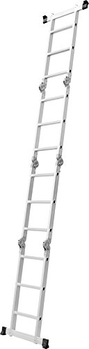 Comie 330lb 12.5ft Multi Purpose Aluminum Folding Step Ladder Foldable Lightweight Scaffold Ladder W/2 Plate