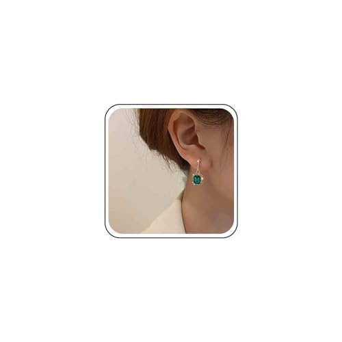 Catálogo para Comprar On-line Aretes de Cristal Cortado los mejores 5. 43 Allereyae - arete de diamantes de imitación clásico con esmeralda, aretes de vidrio verde, aretes de gota de vidrio verde, joyería para mujer, Cristal