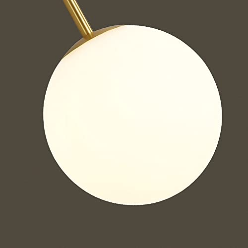 Table à manger du milieu du siècle lampe cuivre globe verre suspendu - 7