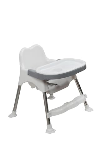 Image of 3-in-1 Convertible Baby High Chair with Tray, Adjustable Footrest & Easy Clean Design - Portable Feeding Chair for Infants & Toddlers Up to 20kg (White)