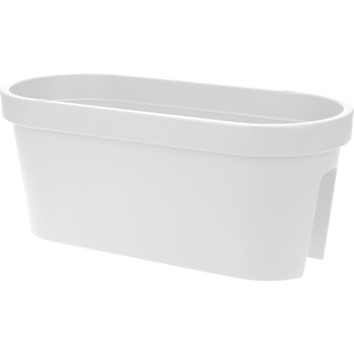 Decor Space Vaso balconiera, fioriera da balcone rettangolare per ringhiera in resina da esterno per fiori e piante (Bianco, 60 cm)