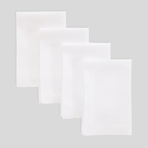 Solino Home White Linen Napkins Set of 4