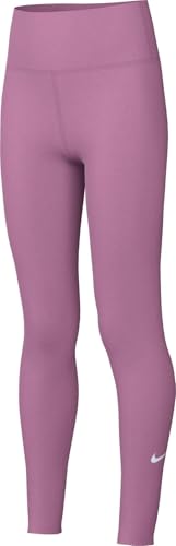 Nike One Big Kids' (Girls') Dri-FIT High-Waisted Leggings (FZ5605-646, Magic Flamingo/White)