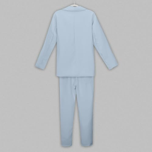 Girls 2-Piece Blazer Set: Long Sleeve Lapel Collar Jacket Pants Button Front Outfits Comfy School Playdates Everyday4