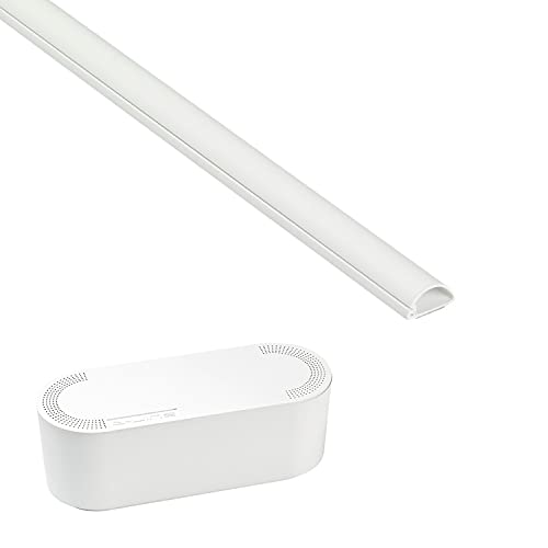 Caja de gestión de cables D-Line (pequeña) y canalización para cables pequeña de 39 pulgadas de largo - Blanco miniatura 1