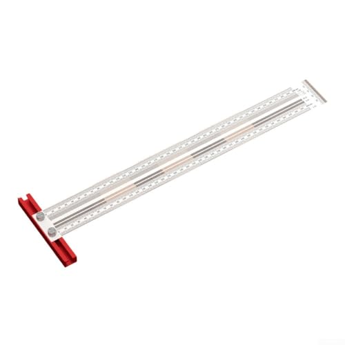 Regla de marcado de agujeros de acero inoxidable para carpintería con ángulo de 90 grados, agujeros marcados y superficies graduadas dobles para un calibre preciso de línea (400 mm)