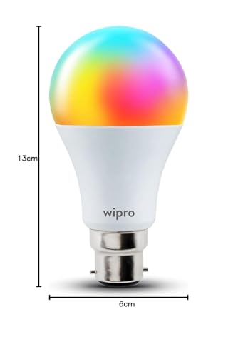 Wipro 14 Watt B22 WiFi Smart LED Bulb with Music Sync | 16M Colours & Shades of White | App Control | Compatible with Amazon Alexa and Google Assistant | Ideal for Living Room & Bedroom | Pack of 1 view 2
