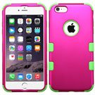Iphone 6 plus case, Luckyphone (TM) Slim Fit IPhone 6 Plus (5.5 inch) Hybrid Triple Layer Tuff Verge Merge Shield Heavy Duty Hard Cover Fitted Skin Case Protector + Clear LCD Screen Protector Shield Guard + Touch Screen Stylus Pen (Hot Pink/Green TUFF)