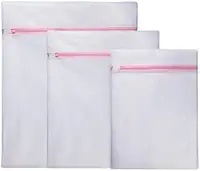 Kit com 3 Sacos Telados P+M+G Rosa com Zíper para Máquina de Lavar - Cesto para Peças Delicadas - Saco Telado para Roupas Delicadas