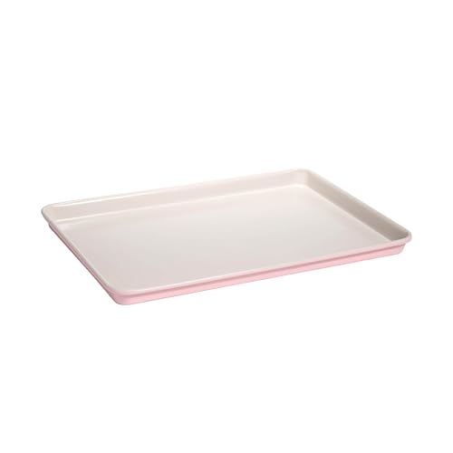 Paris Hilton Nonstick Carbon Steel Bakeware Collection, 15-Inch x 10-Inch Cookie Baking Sheet, Dishwasher Safe, Made Without PFOA and PFAS, Pink Cream Two-Tone