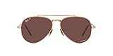 Ray-Ban Unisex RB8225 Aviator Titanium Aviator Sunglasses, Rose Gold/Polarized Dark Violet, 62 mm