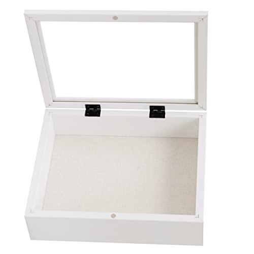 Image of Muzilife Shadow Box Photo Frame 8x10 2.25 Inch Deep Wood and Glass Ready to Hang Memory Box Baby Sports Memorabilia Wedding Tickets and Photos (White)
