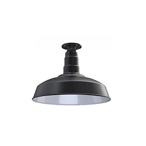 Flush Mount Barn Light Pendant 16" Dome | Garage Workshop | Matte Black