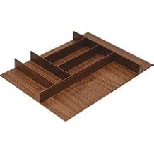 Hafele Fineline Small Cutlery Tray Walnut Wood Drawer Organizer Insert, Trim-to-Fit Kitchen Flatware Divider, 16-21" Adjustable Depth, Fully Assembled