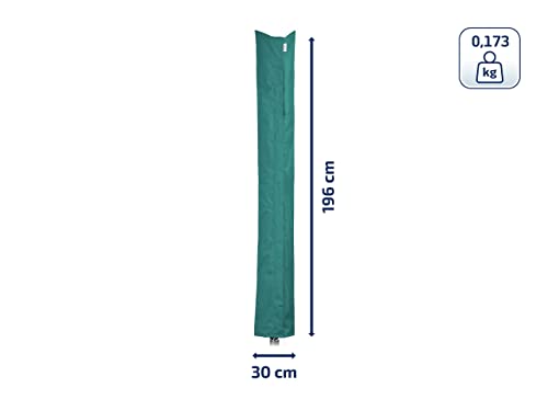 Leifheit Schutzhülle für Wäscheschirme mit Reißverschluss, wetterfest, Abdeckung aus hochwertigem Material, auch zum Schutz von Skiern und Sonnenschirmen geeignet, Schutzhuelle, Hülle 30 x 200cm, grün