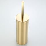 LCMD Contemporary Gold Polished/Brushed Stainless Steel Toilet Brush Holder Premium Standing Cleanin