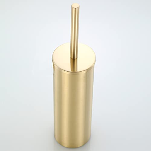 Lcmd Contemporary Gold Polished/Brushed Stainless Steel Toilet Brush Holder Premium Standing Cleaning Brush Accessories (Brushed Gold), Gfe-P7Kui78I6Ku #TOP1