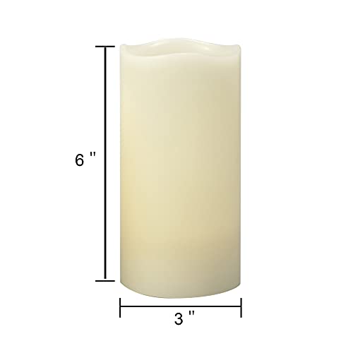 Image of Real Wax Battery Operated Flameless LED Pillar Candles w /Remote 3x6 inch 2 PCS