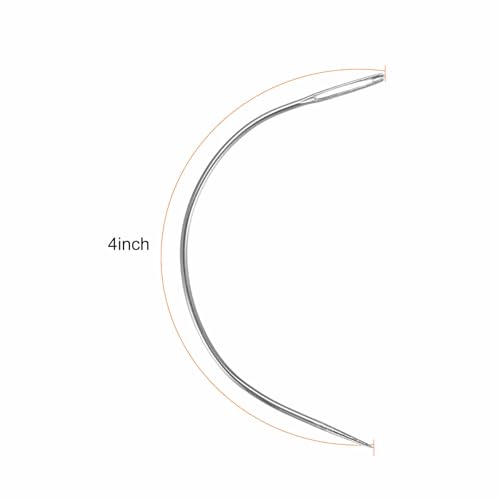 Image of HARFINGTON 50Pcs Curved Needles 4 inch C Type Weaving Sewing Needles Wig Making Upholstery Big Eye for Carpet Leather Canvas Repairing Blocking Knitting