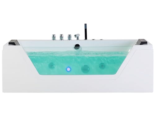Bañera de hidromasaje blanco plata con LED de acrílico sanitario y vidrio individual 160 x 76 cm Samana