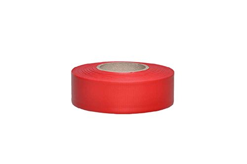 NMC FT1 Flagging Tape - 1.1875 in. x 300 ft., Red, Blank Non-Adhesive Vinyl Marker Tape, 3 mm Thickness