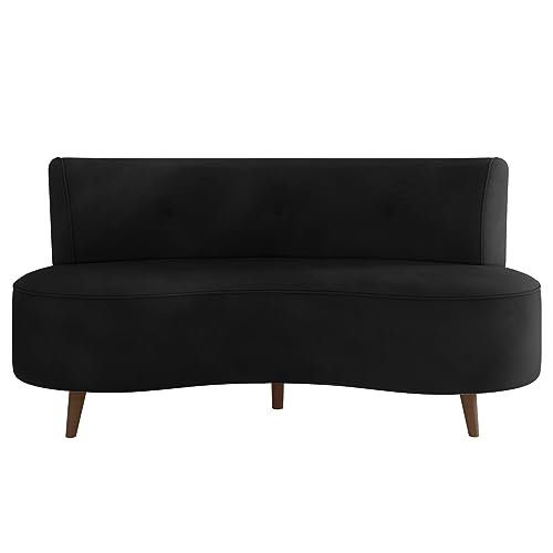 Sofá Living 2 Lugares 135cm Aang Pés Palito Veludo Preto G33 - Gran Belo