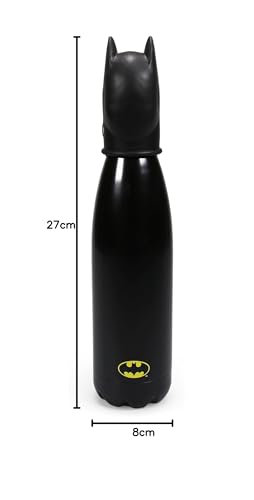 Bouteille d'eau Batman en métal anti-fuite 500 ml avec bouchon relief 3D solide