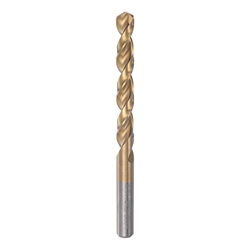 sourcing map Twist Drill Bit 10mm Titanium Coated (HSS-E) M42 High Speed Steel 8% Cobalt Straight Shank for Stainless Steel Aluminum Alloy Metal