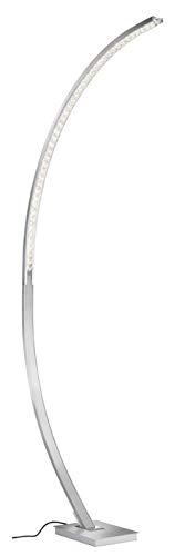 Preisvergleich Produktbild Briloner Leuchten - LED Stehleuchte, Stehlampe stufenlos dimmbar, Bogenleuchte inkl. Kristalle, 18 Watt, 1.950 Lumen, 3.000 Kelvin, Alu gebürstet, 1.650x750mm (HxA)