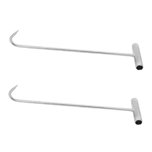 PRETYZOOM 2pcs Hook Manhole Cover Tool Lifter for Cover T-shape Grab Hook Heavy Duty Garden Tool for Roller Shutter Door