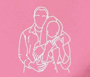 Personalized Custom Couples or Family Photo to Minimal Outline Sketch Art T-Shirt - Image 2