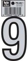 Hy-ko Ps-20/9 Reflective Vinyl House Number #9, 3-1/4 (Pack of 10)