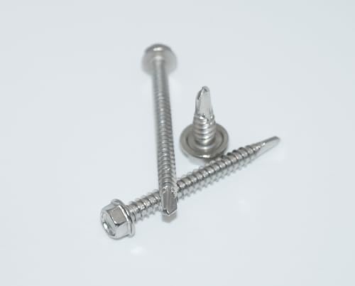 Drilling Screws 6.3 x 80 Pack of 25 Hexagonal Head with Flange, Form K, Key Screws, Stainless Steel A2 / V2A - Image 4
