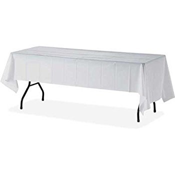 Mountclear 6-Pack Disposable Plastic Tablecloths 54  x 108  Rectangle Table Cover (White)