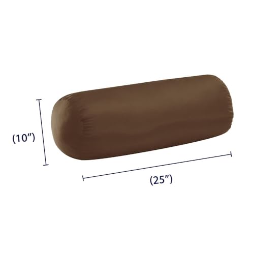 Image of Wakefit Soft Bolster Pillow | Set of 2 | 25x10 Inch | Hollow Fiber Filling & 100 GSM Peach Finished Fabric | Machine Washable Pillow | for Bed, Sofa & Diwan | Brown